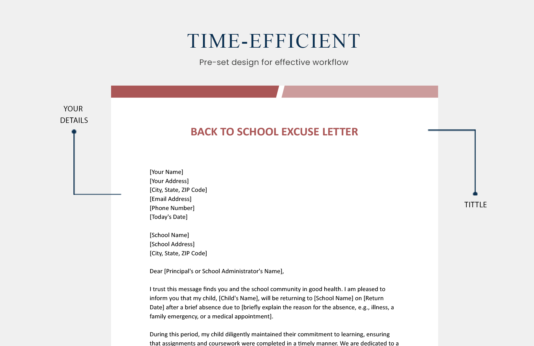 Back To School Excuse Letter