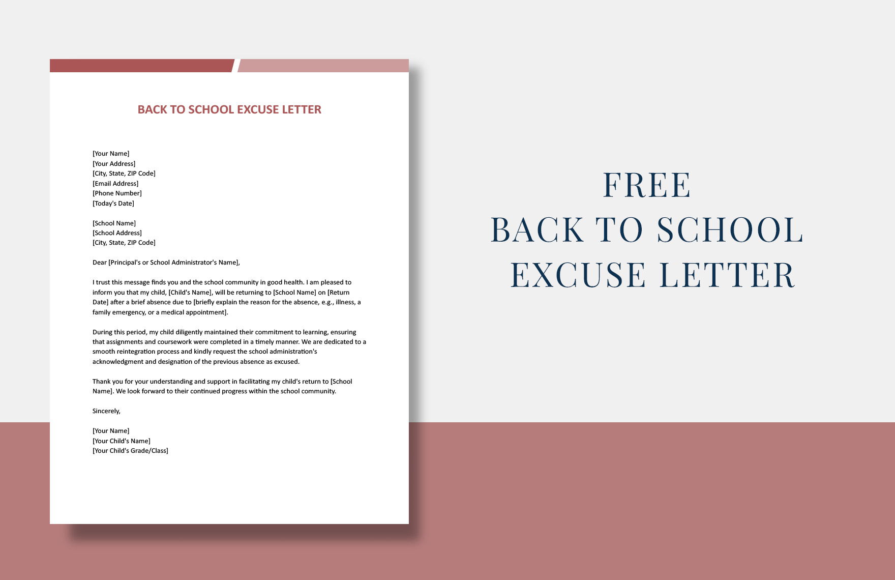Back To School Excuse Letter