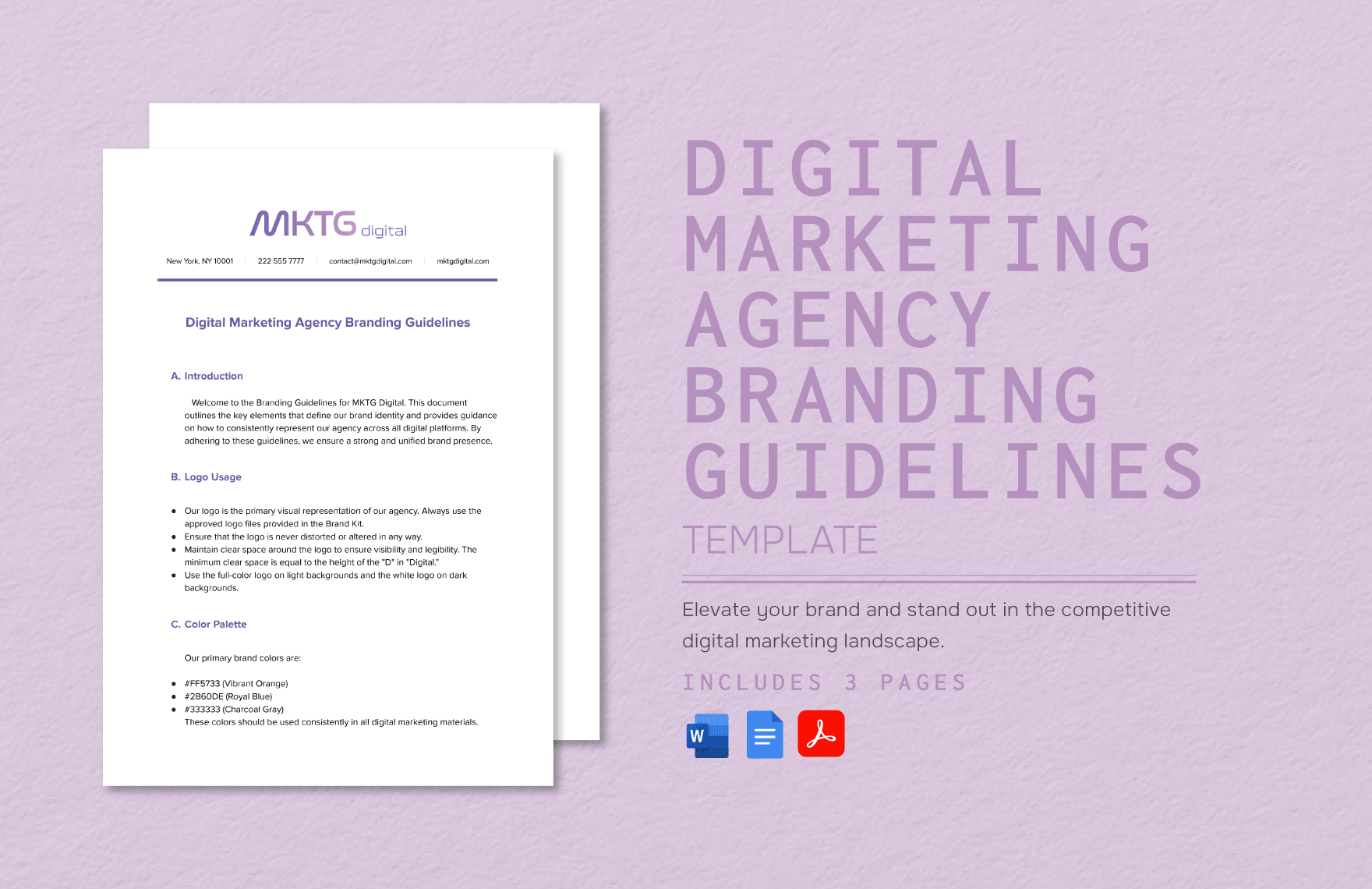 Digital Marketing Agency Branding Guidelines Template in Word, Google Docs, PDF