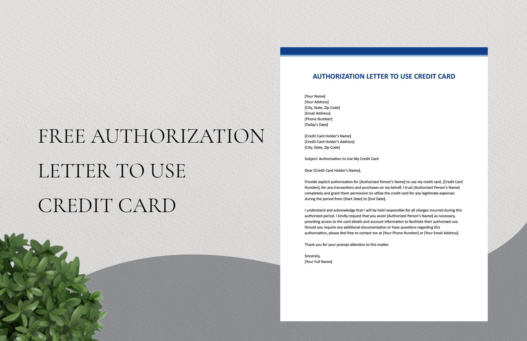 Authorization Letter To Use Credit Card