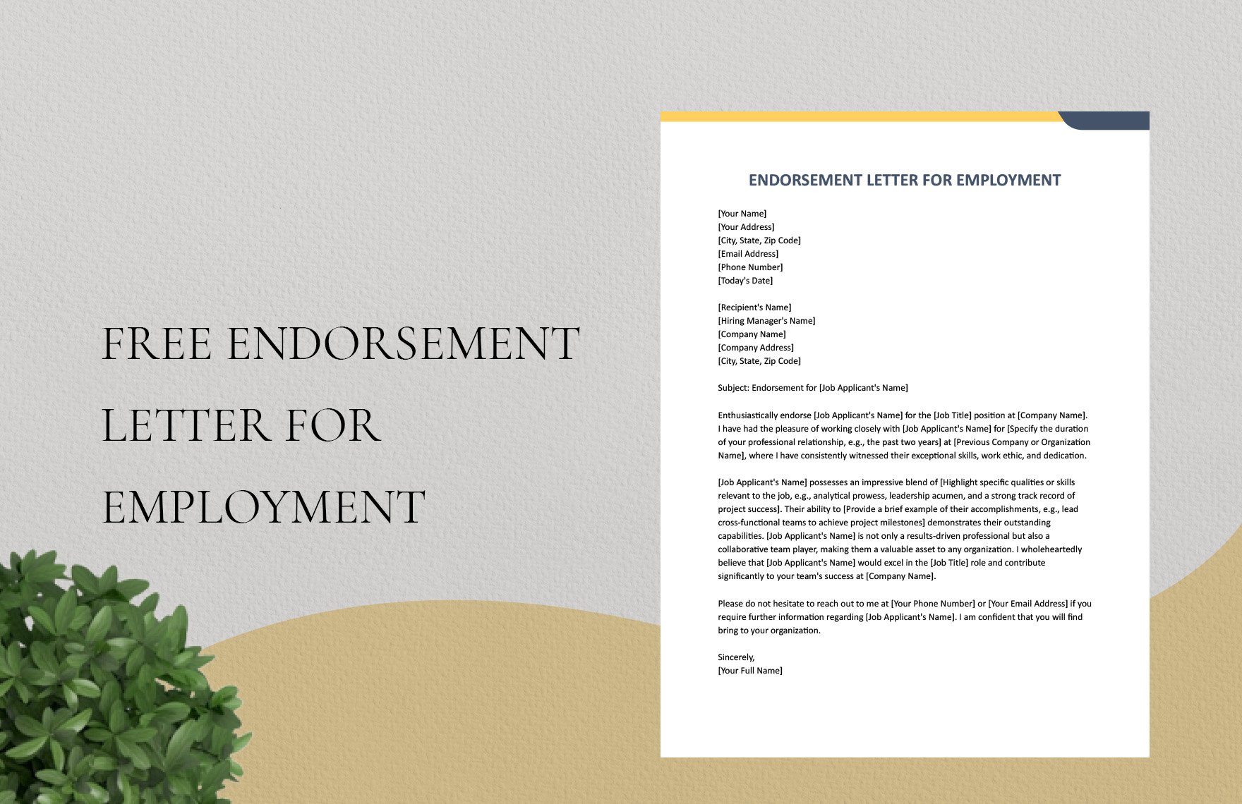 Free Endorsement Letter For Employment