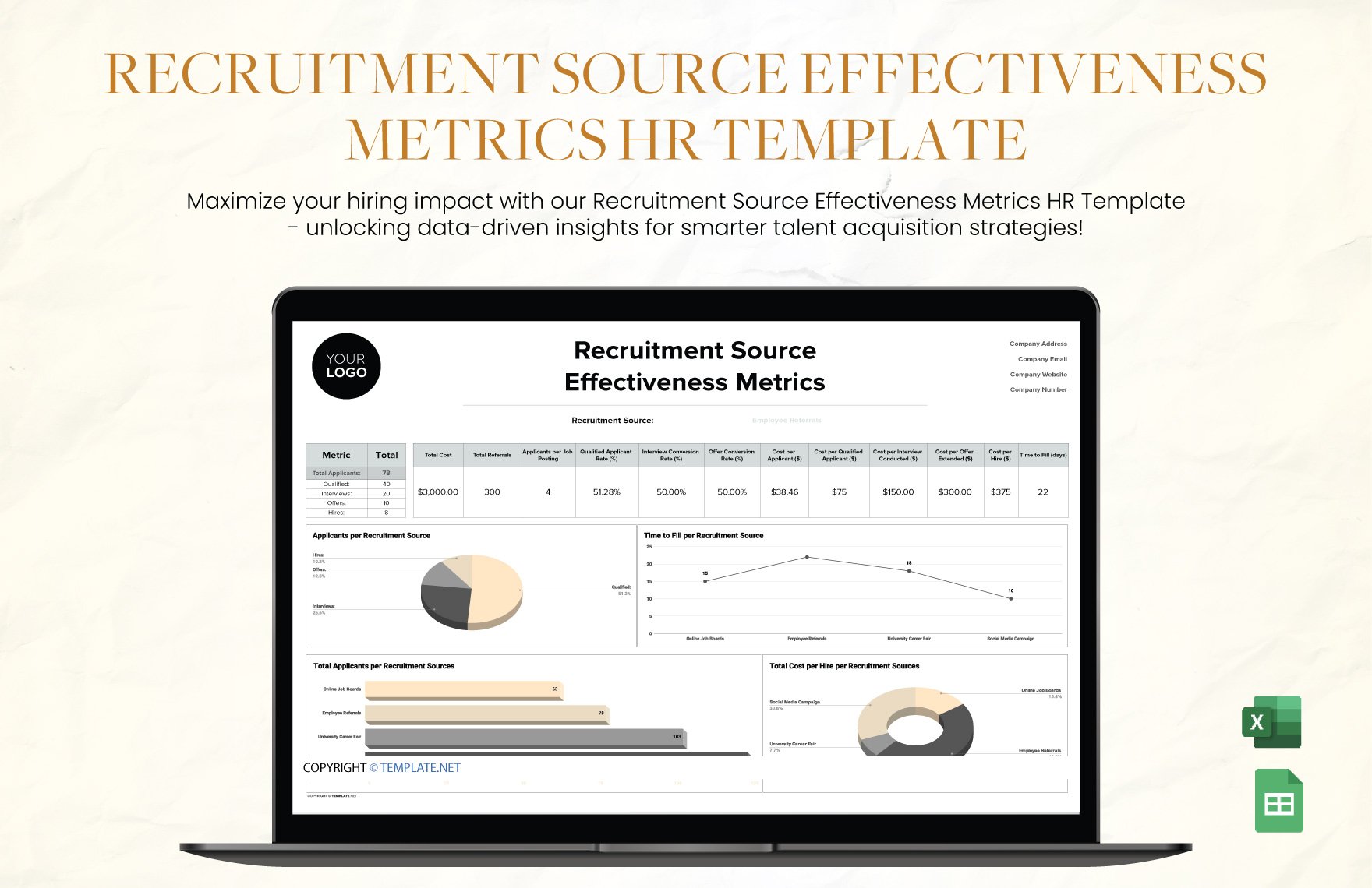 Recruitment Source Effectiveness Metrics HR Template