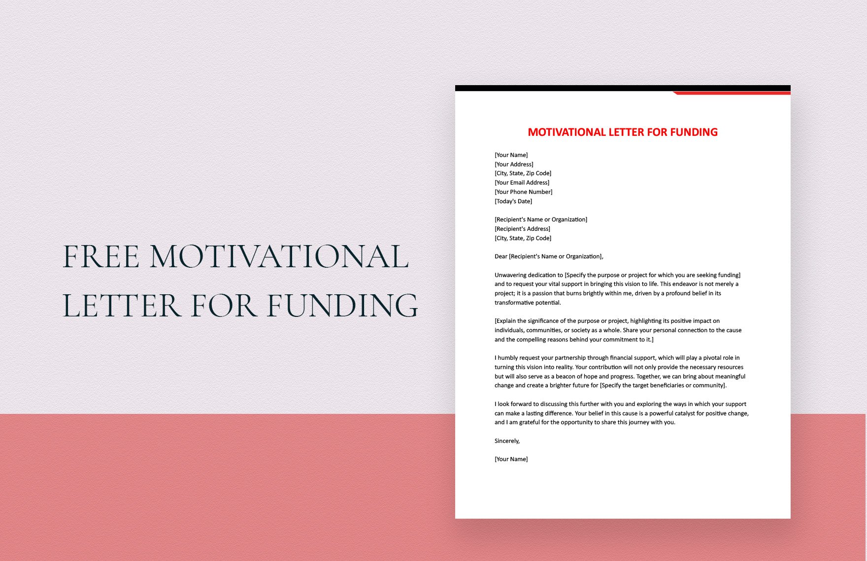 Motivational Letter For Funding in Google Docs