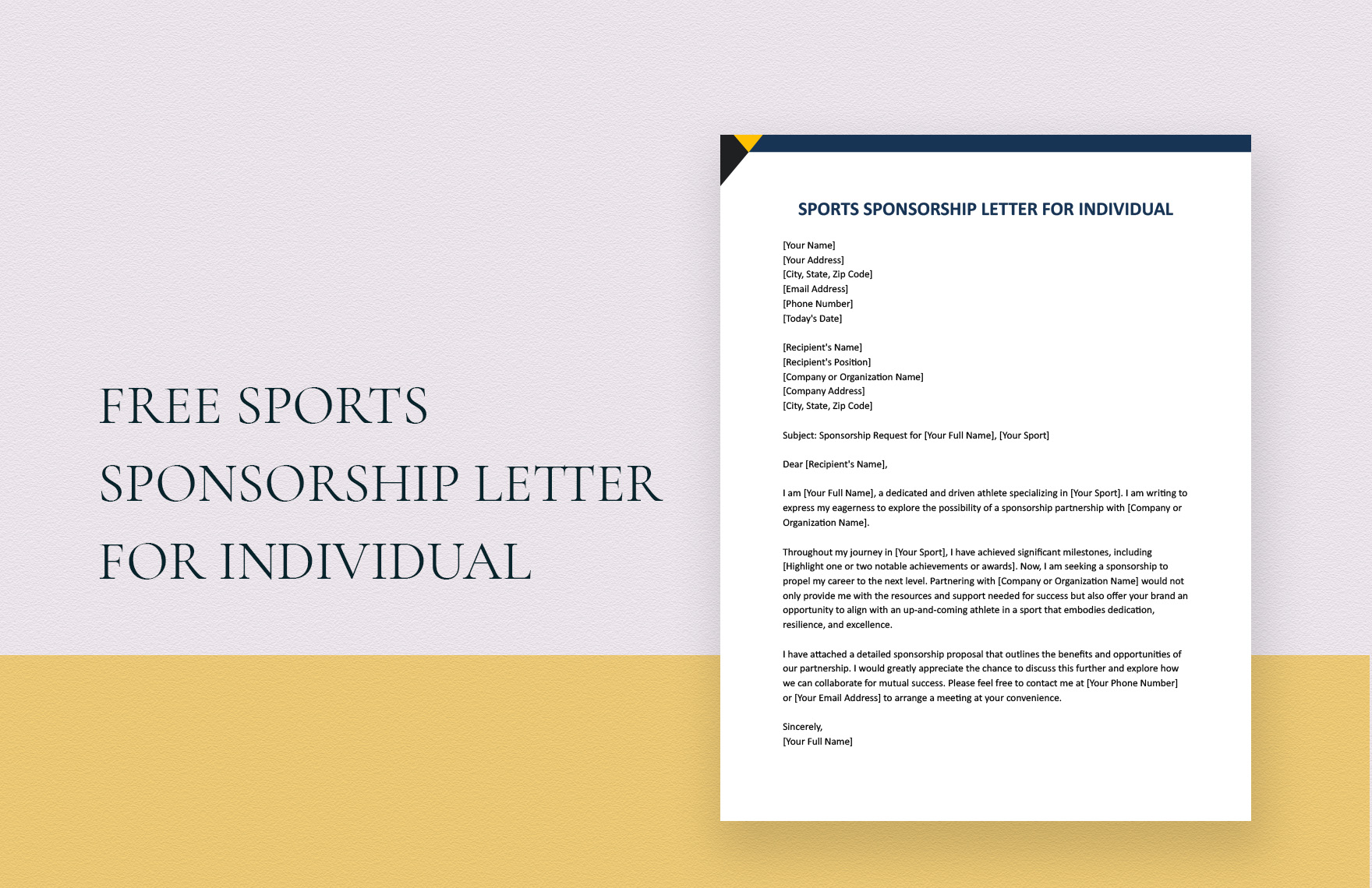 Sports Sponsorship Letter For Individual in Word, Google Docs