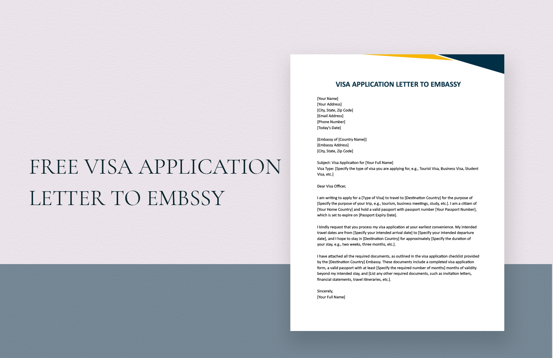 Visa Application Letter To Embassy in Word, Google Docs - Download | Template.net