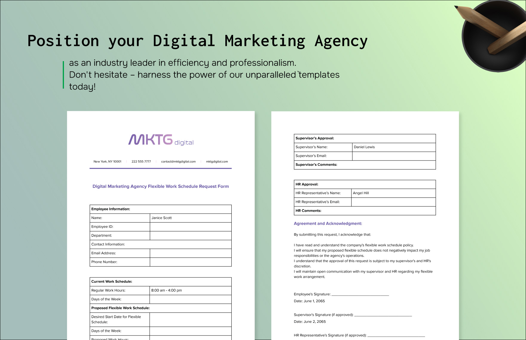 Digital Marketing Agency Flexible Work Schedule Request Form Template