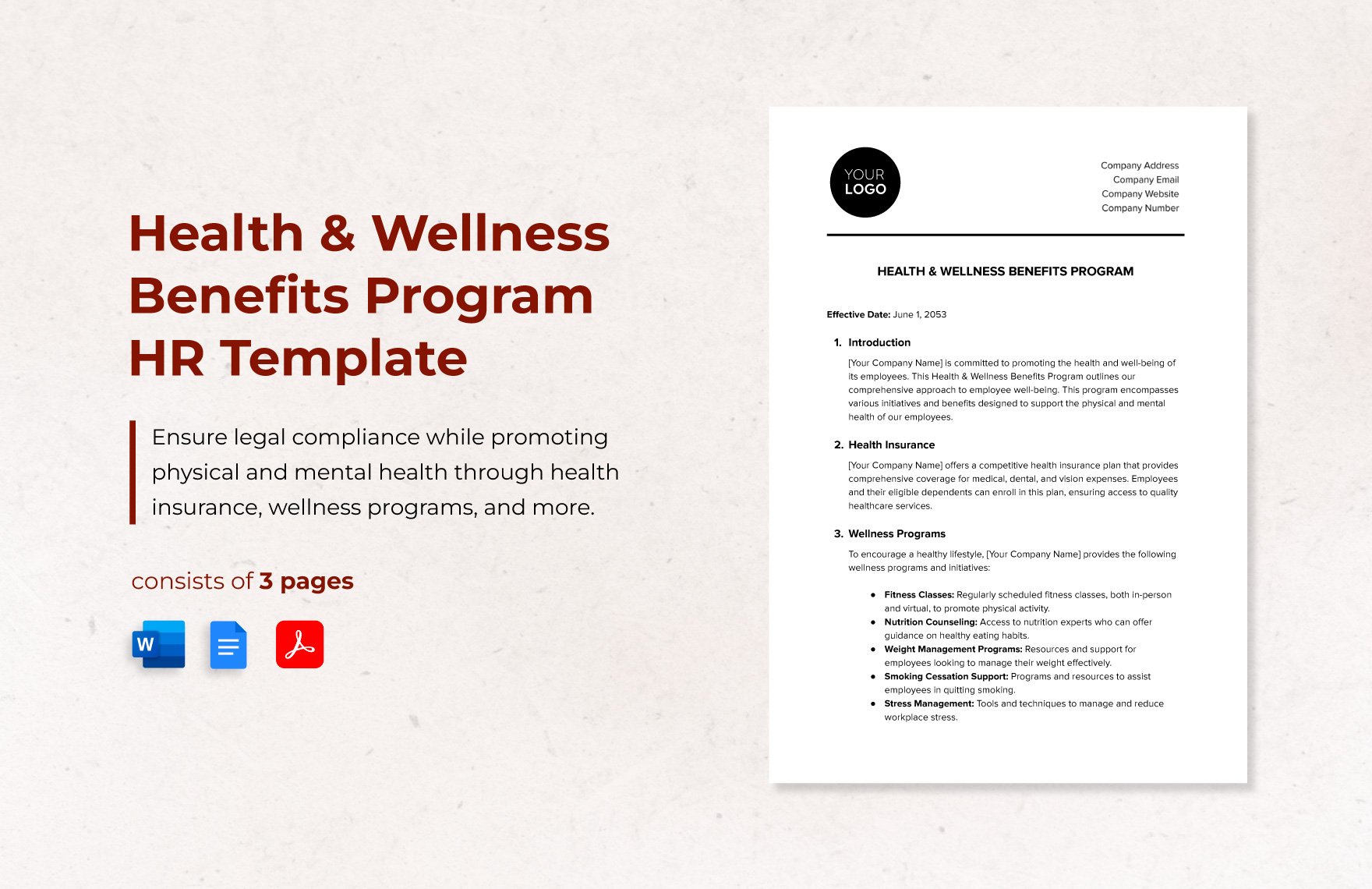 Health & Wellness Benefits Program HR Template