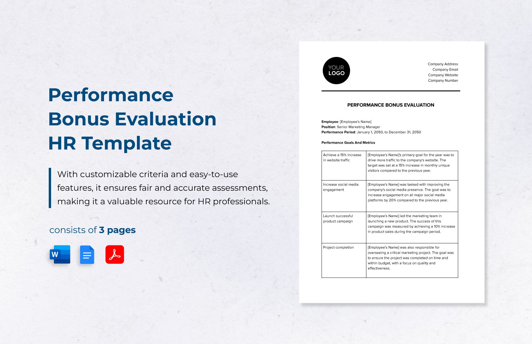 Performance Bonus Evaluation HR Template