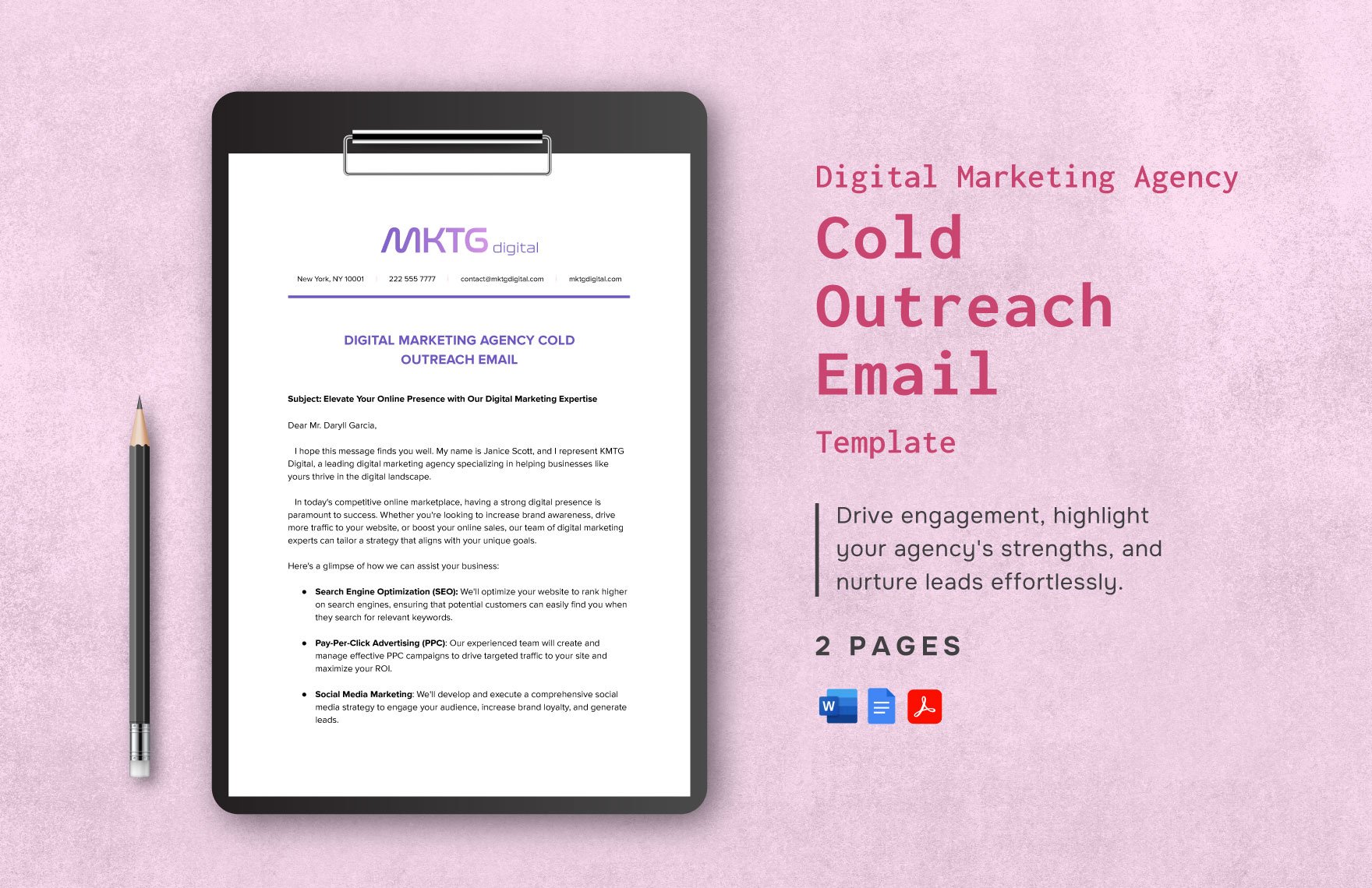 Digital Marketing Agency Cold Outreach Email Template in Word, Google Docs, PDF