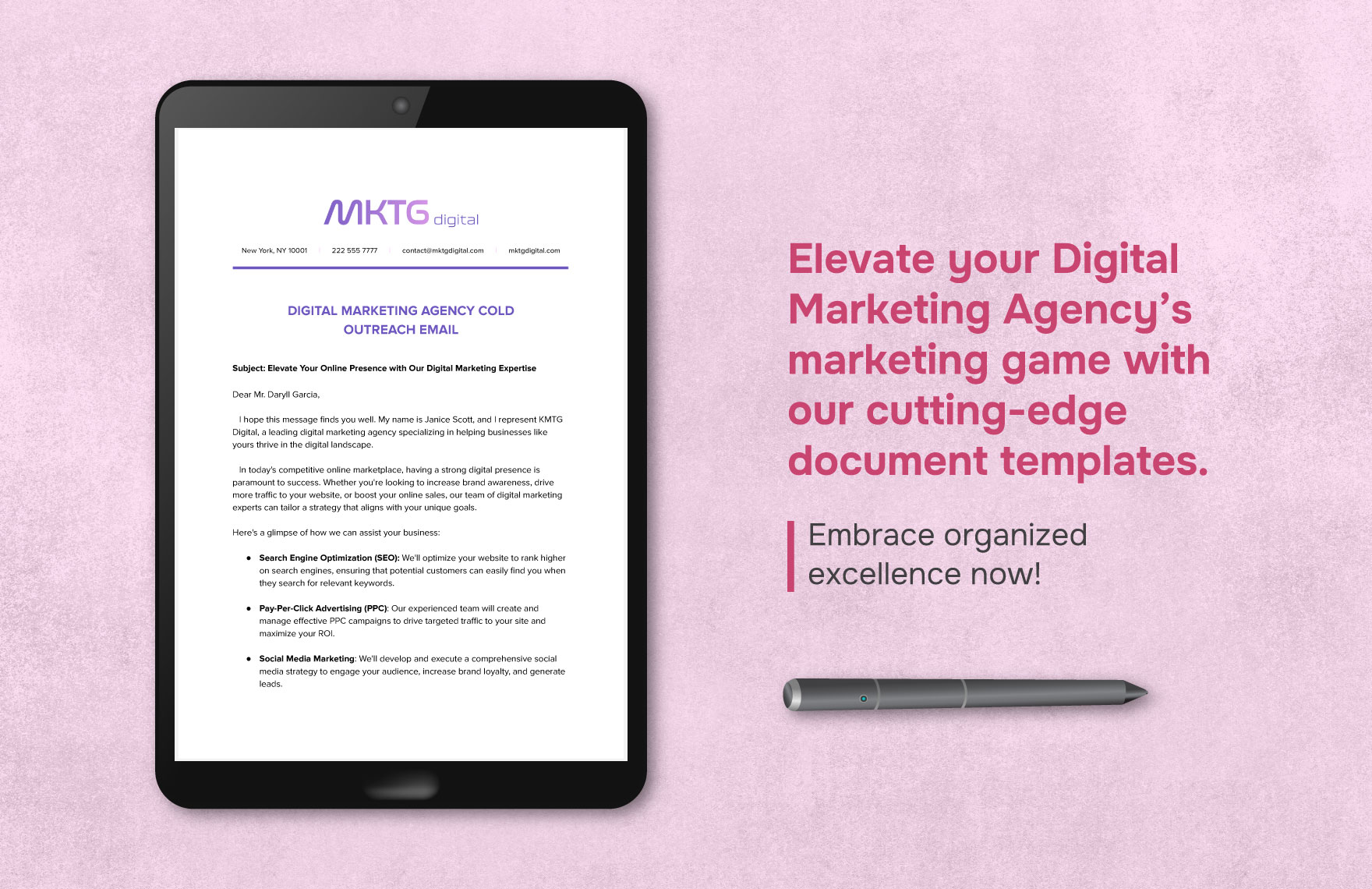 Digital Marketing Agency Cold Outreach Email Template