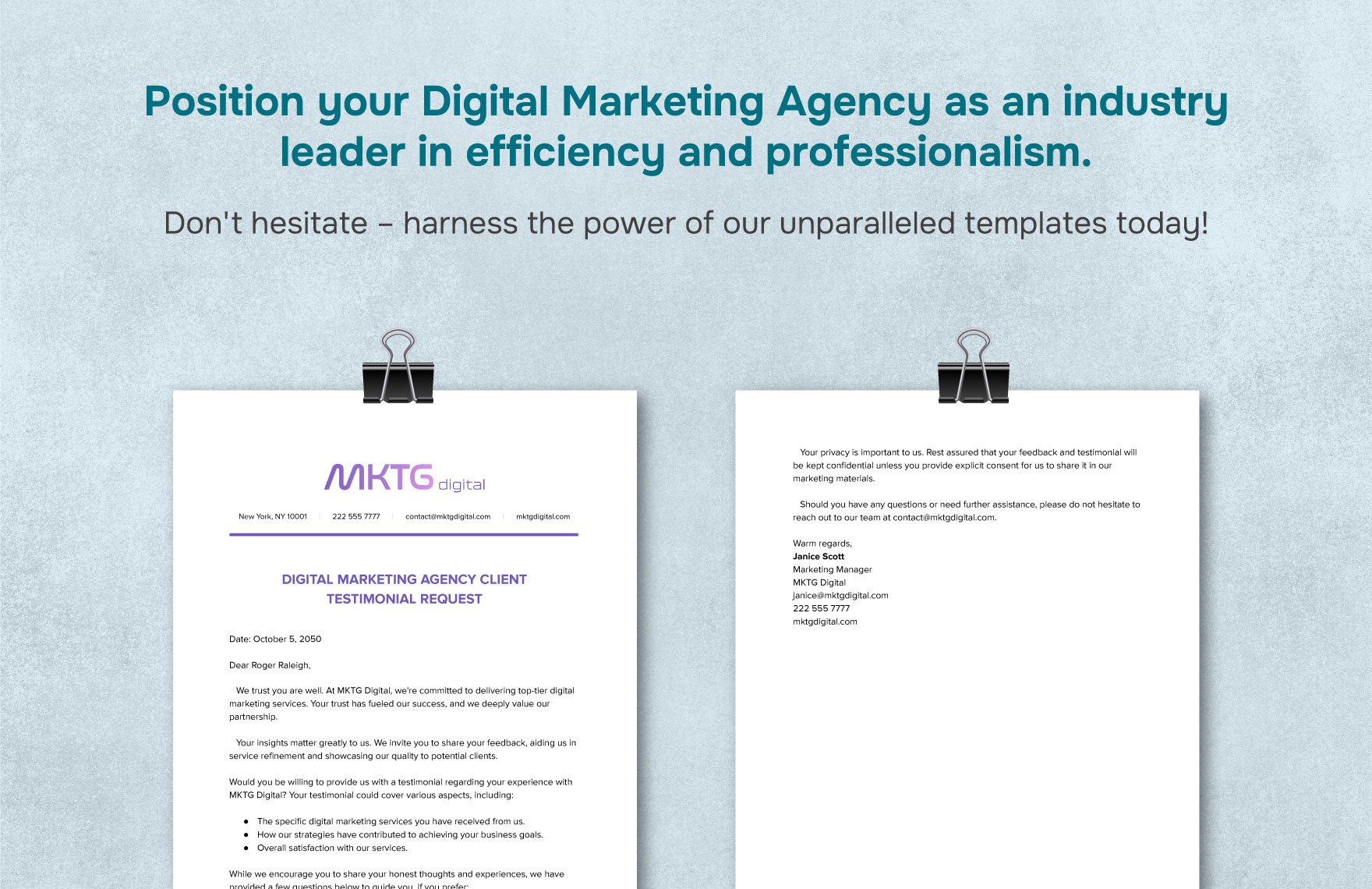 Digital Marketing Agency Client Testimonial Request Template