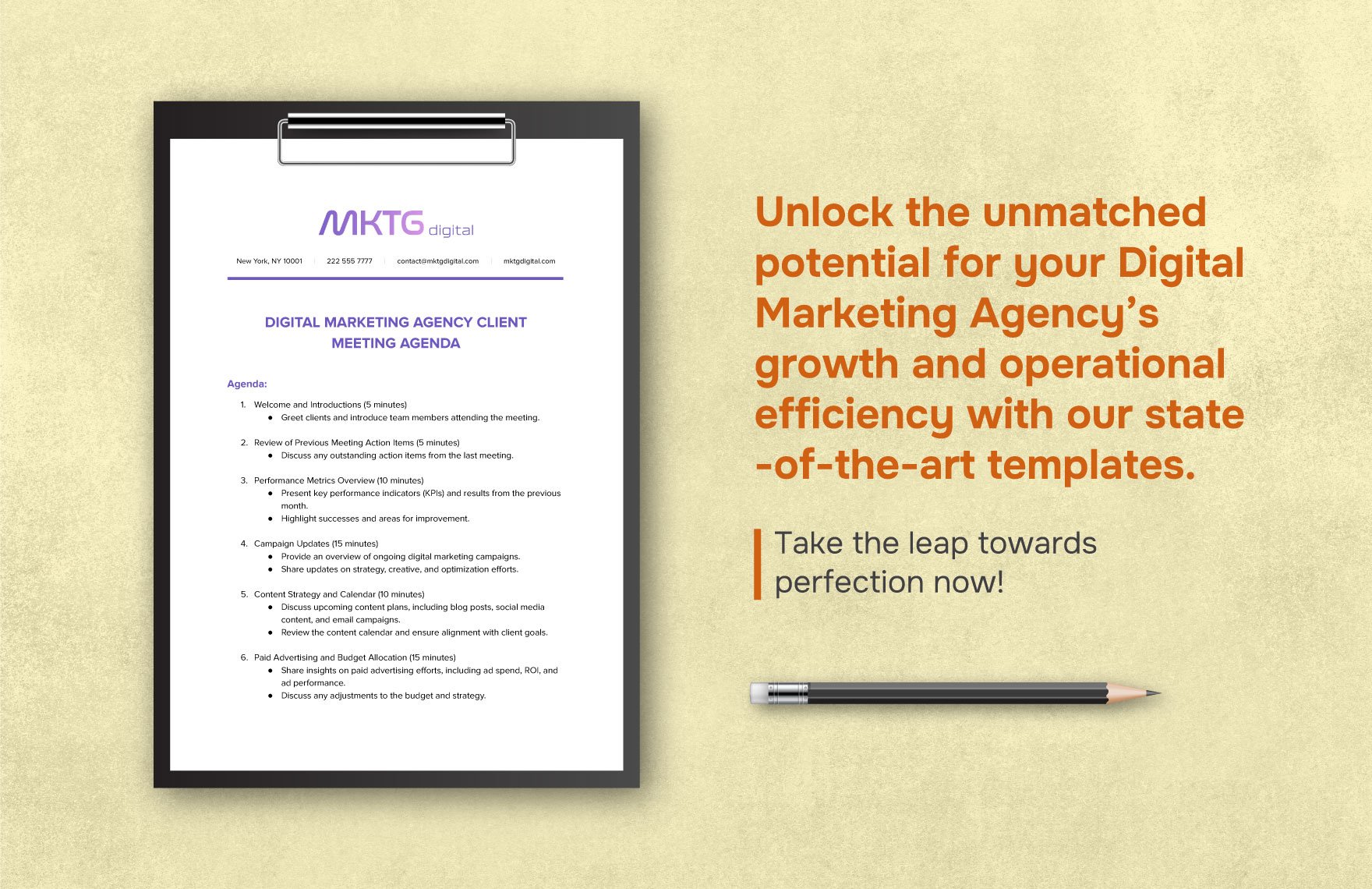 Digital Marketing Agency Client Meeting Agenda Template