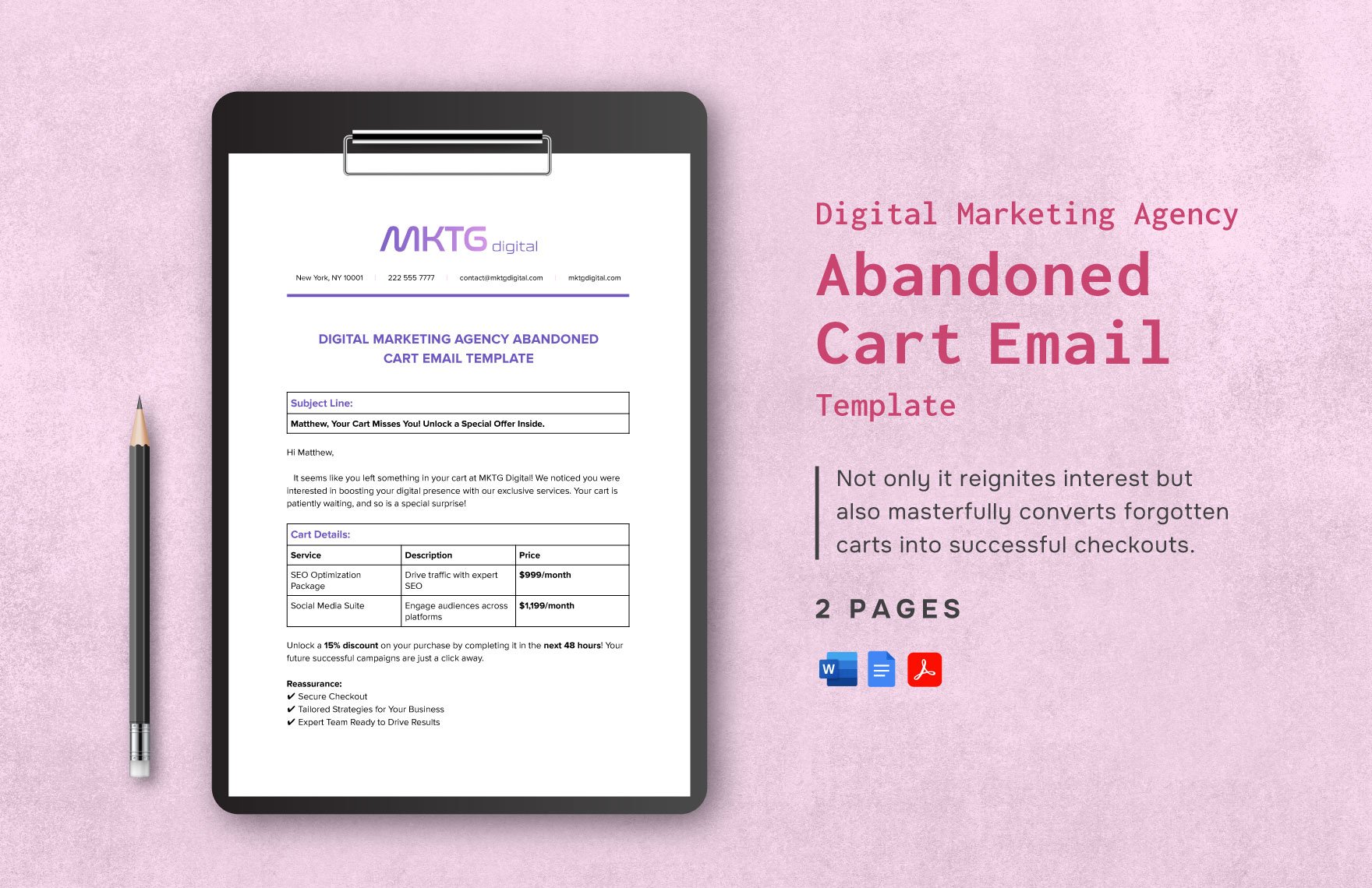 Digital Marketing Agency Abandoned Cart Email Template in Word, Google Docs, PDF