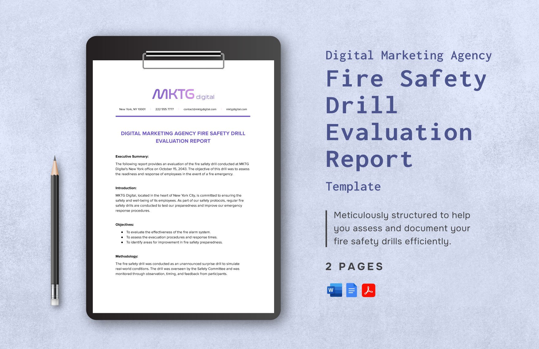 Digital Marketing Agency Fire Safety Drill Evaluation Report Template