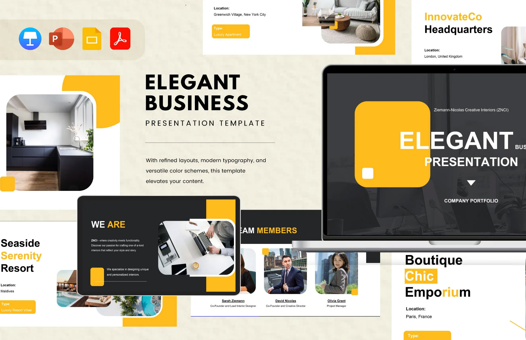 Free Elegant Business Presentation Template in PDF, PowerPoint, Google Slides, Apple Keynote