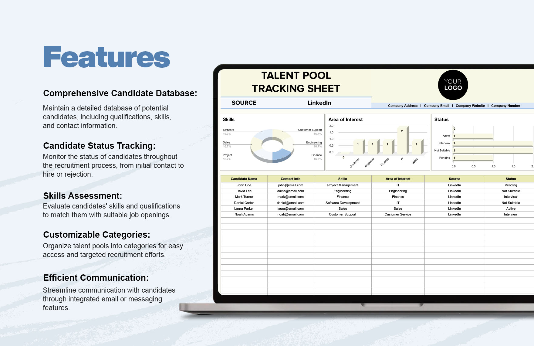 Talent Pool Tracking Sheet HR Template