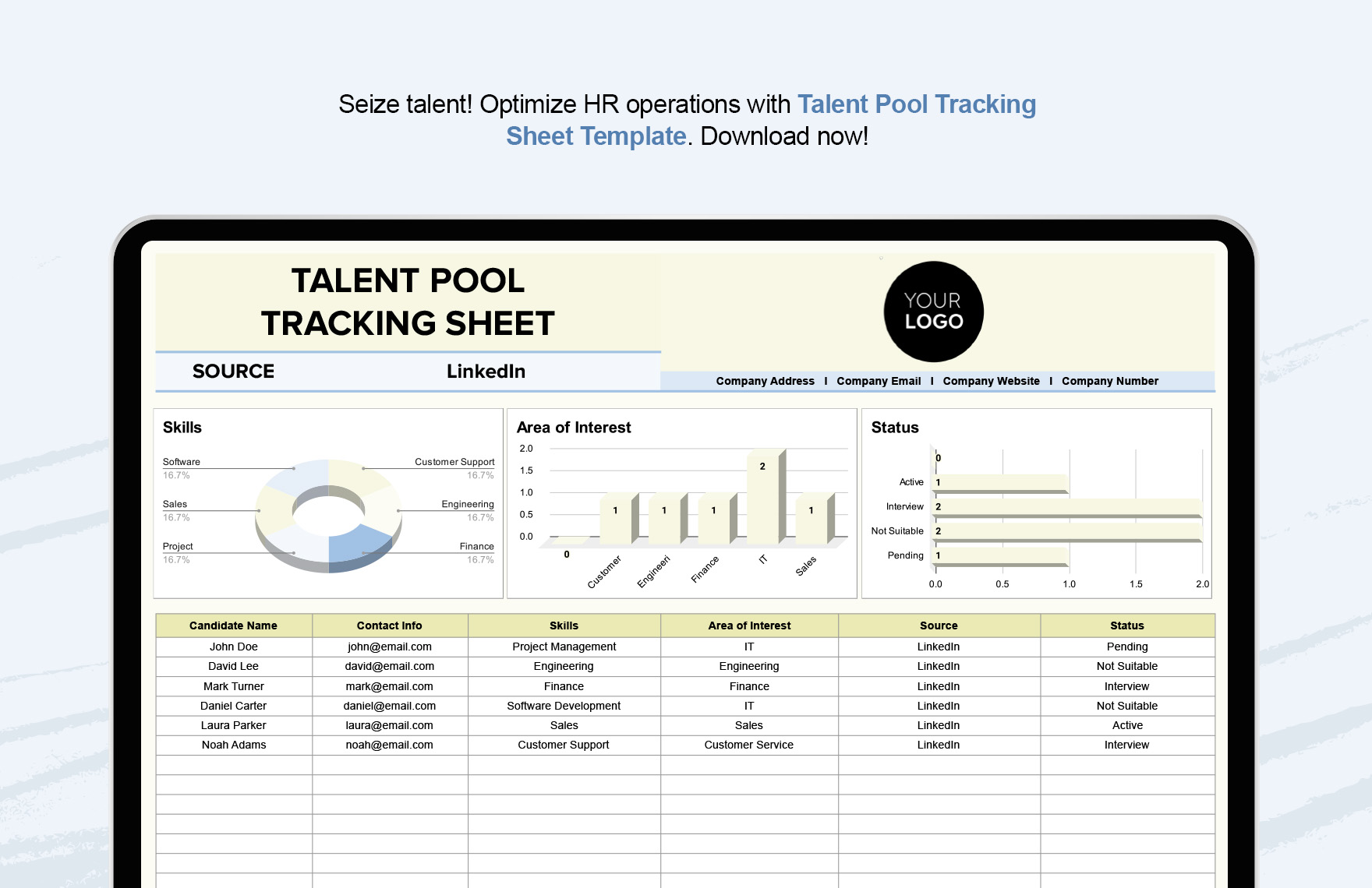 Talent Pool Tracking Sheet HR Template