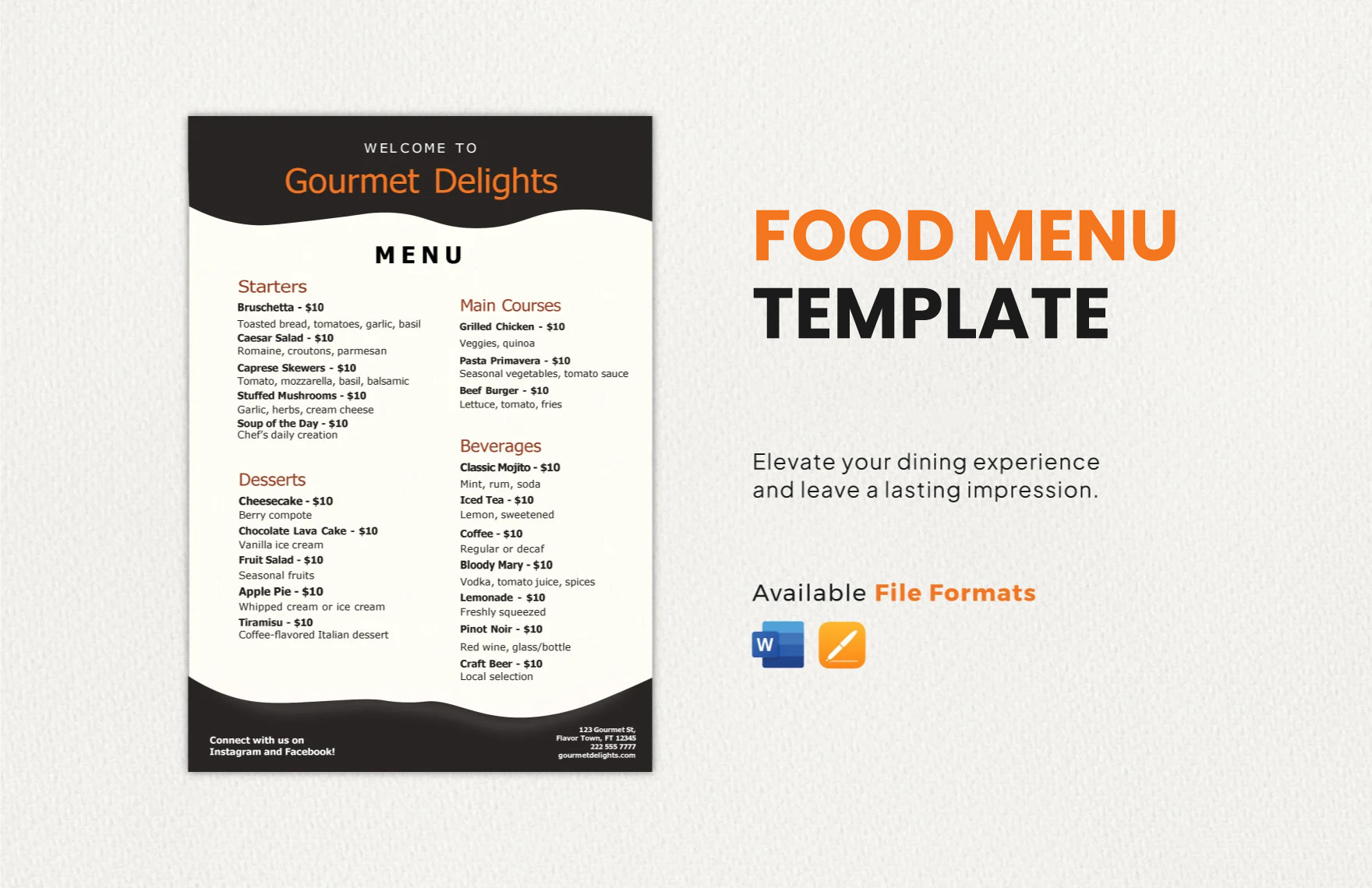 Buffet Food Menu Template In Word PDF Illustrator Pages Download Template