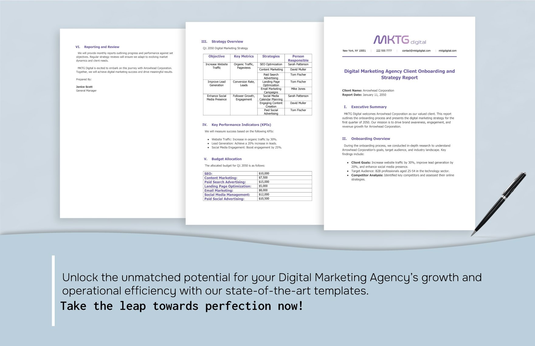 Digital Marketing Agency Client Onboarding and Strategy Report Template