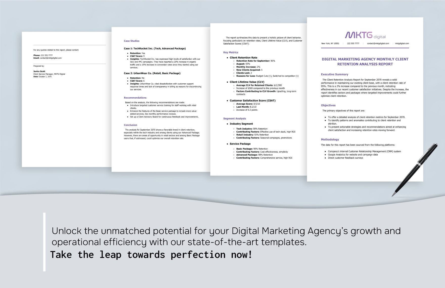 Digital Marketing Agency Monthly Client Retention Analysis Report Template