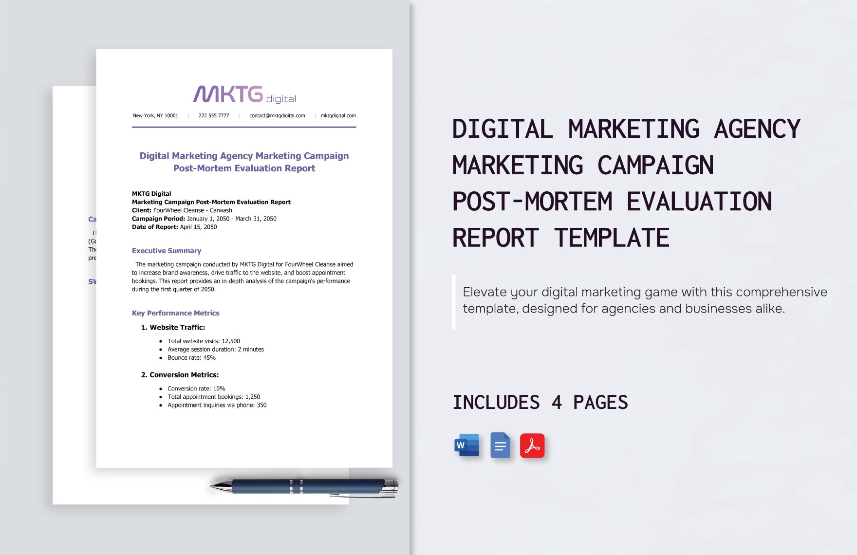 Digital Marketing Agency Marketing Campaign Post-Mortem Evaluation Report Template in Word, Google Docs, PDF