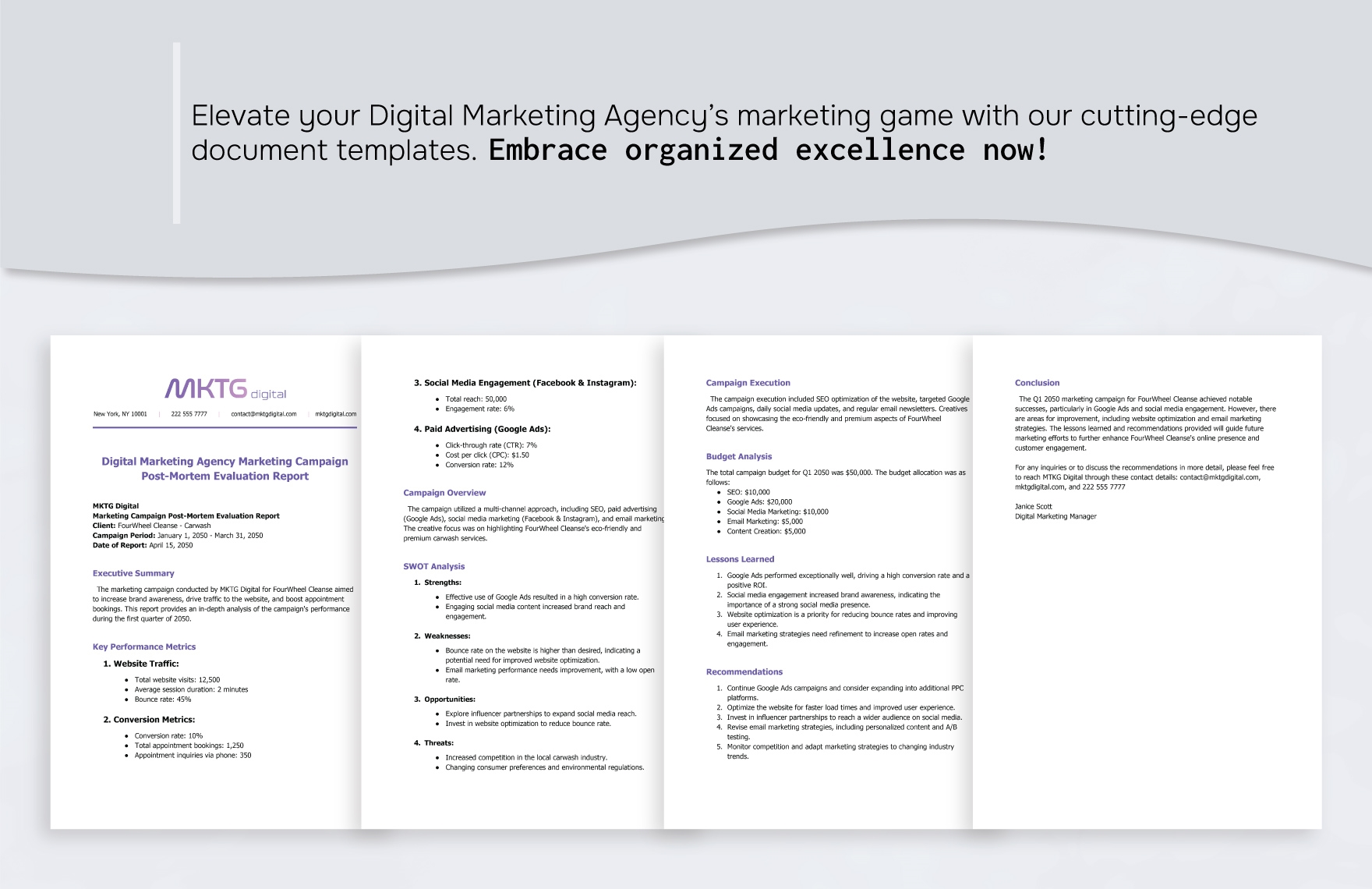 Digital Marketing Agency Marketing Campaign Post-Mortem Evaluation Report Template