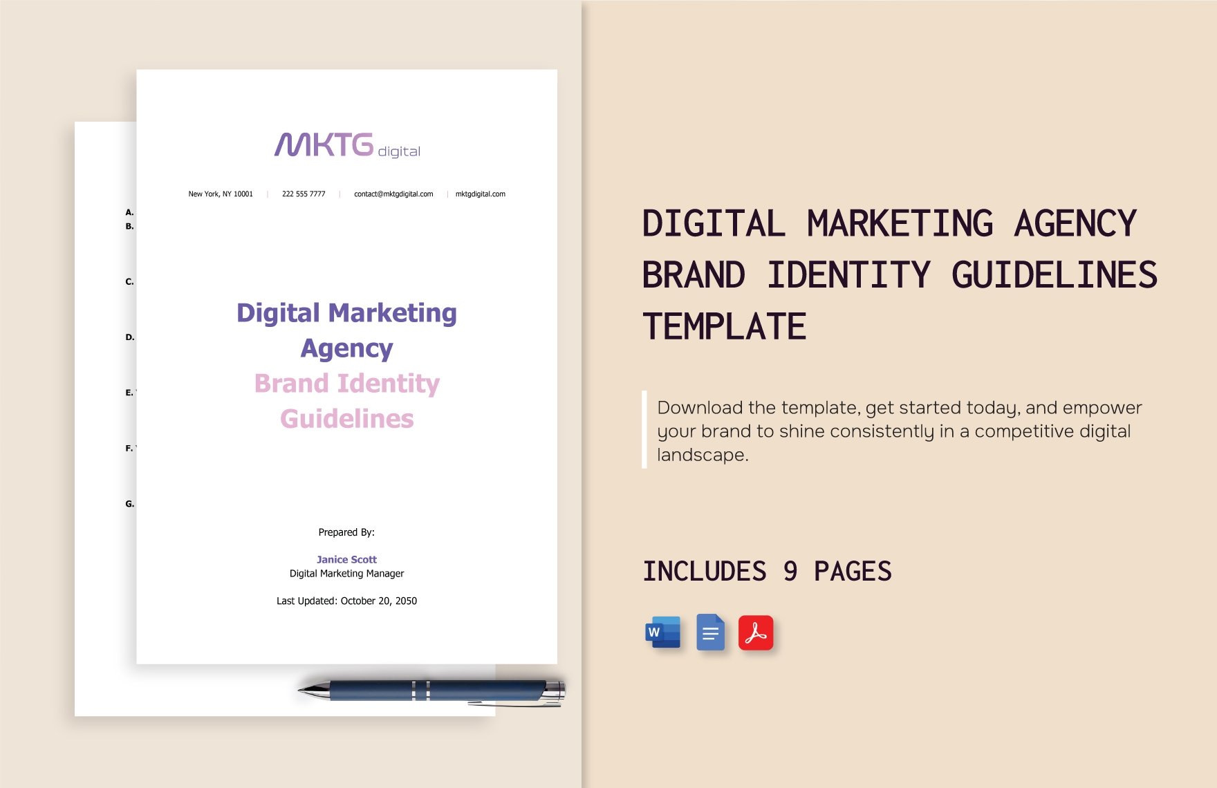 Digital Marketing Agency Brand Identity Guidelines Template in Word, Google Docs, PDF