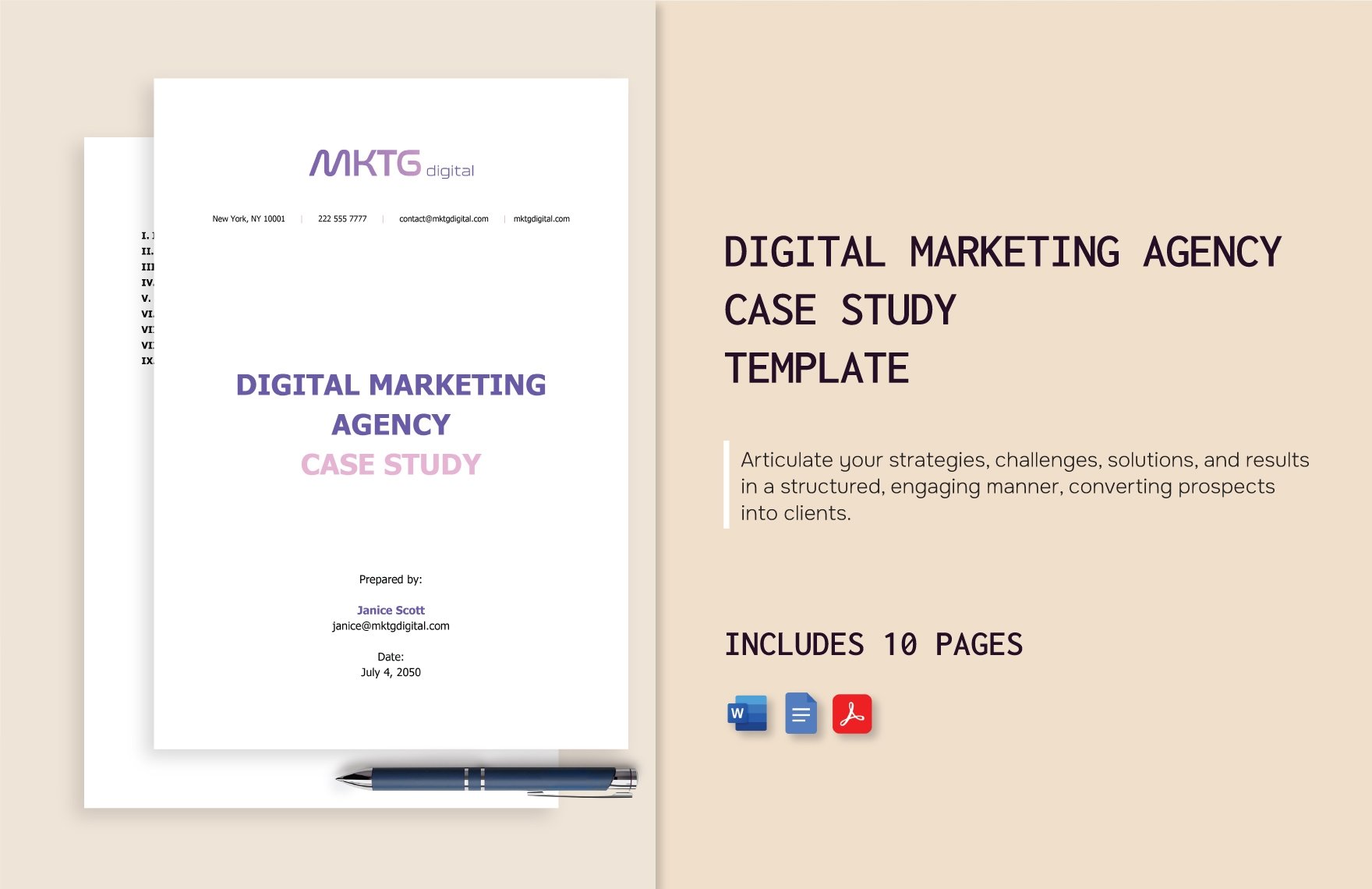 Digital Marketing Agency Case Study Template in Word, Google Docs, PDF