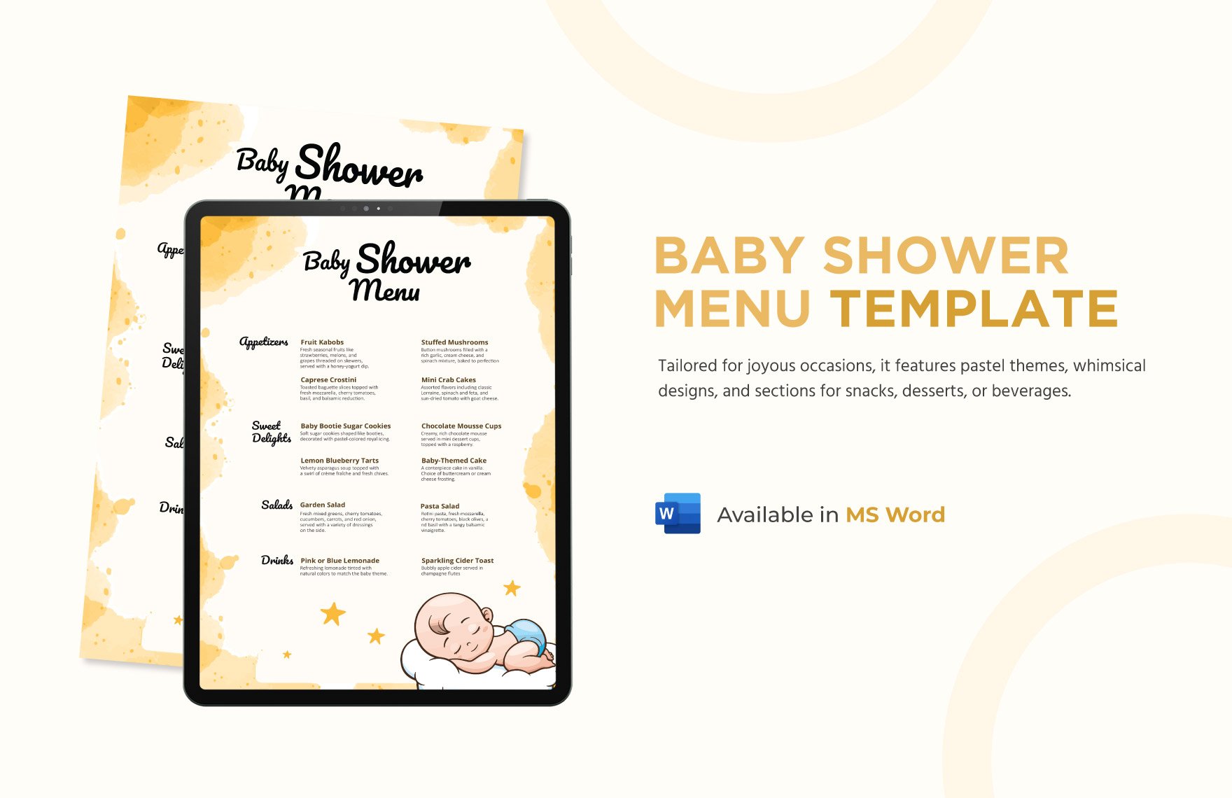 Baby Shower Menu Template in Word
