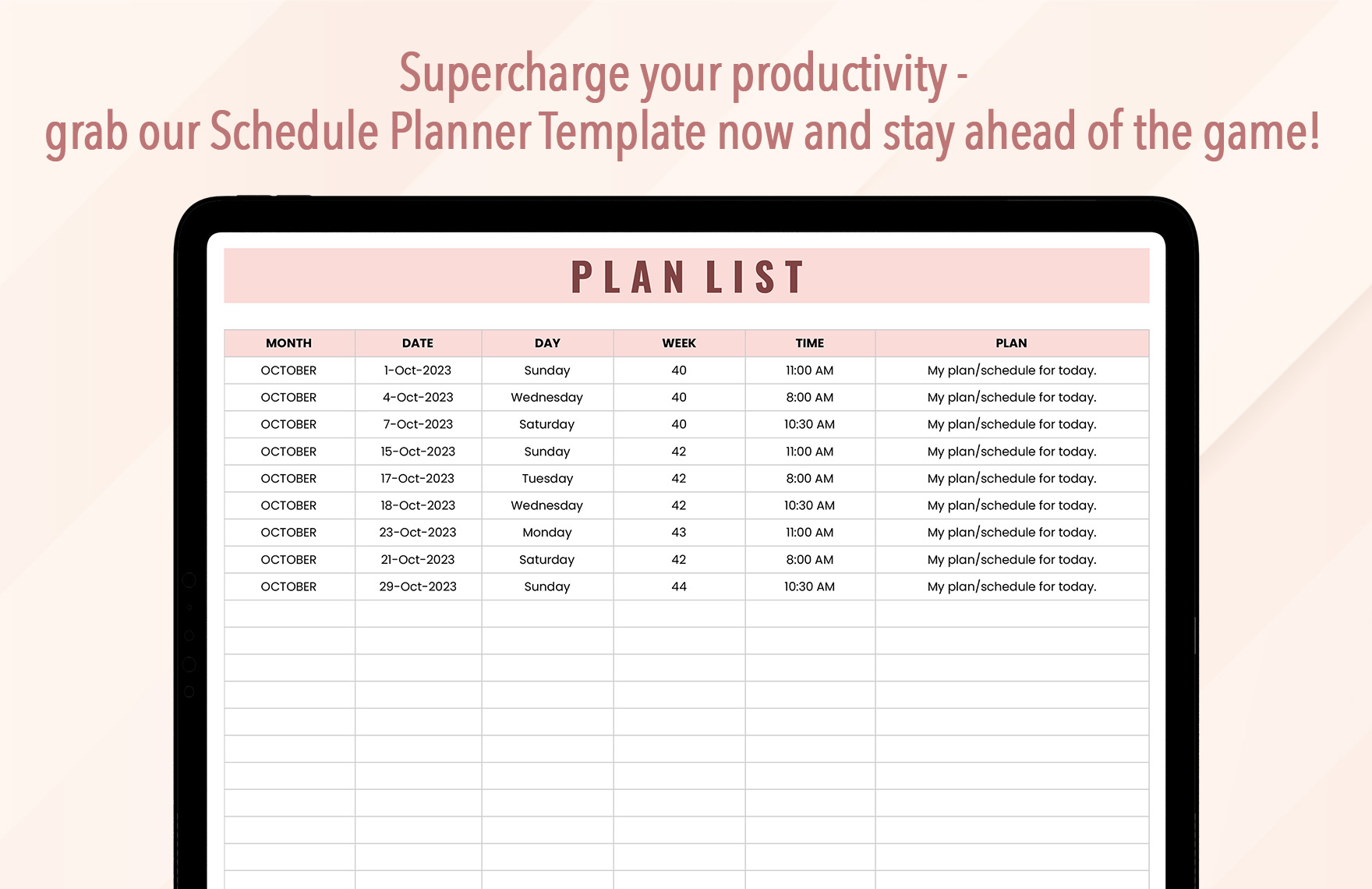 Schedule Planner Template