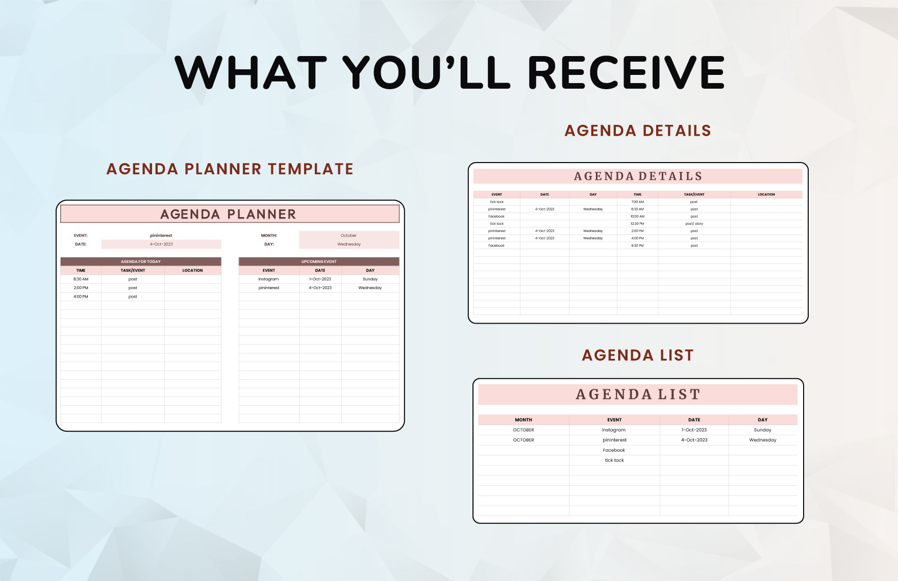 Agenda Planner Template