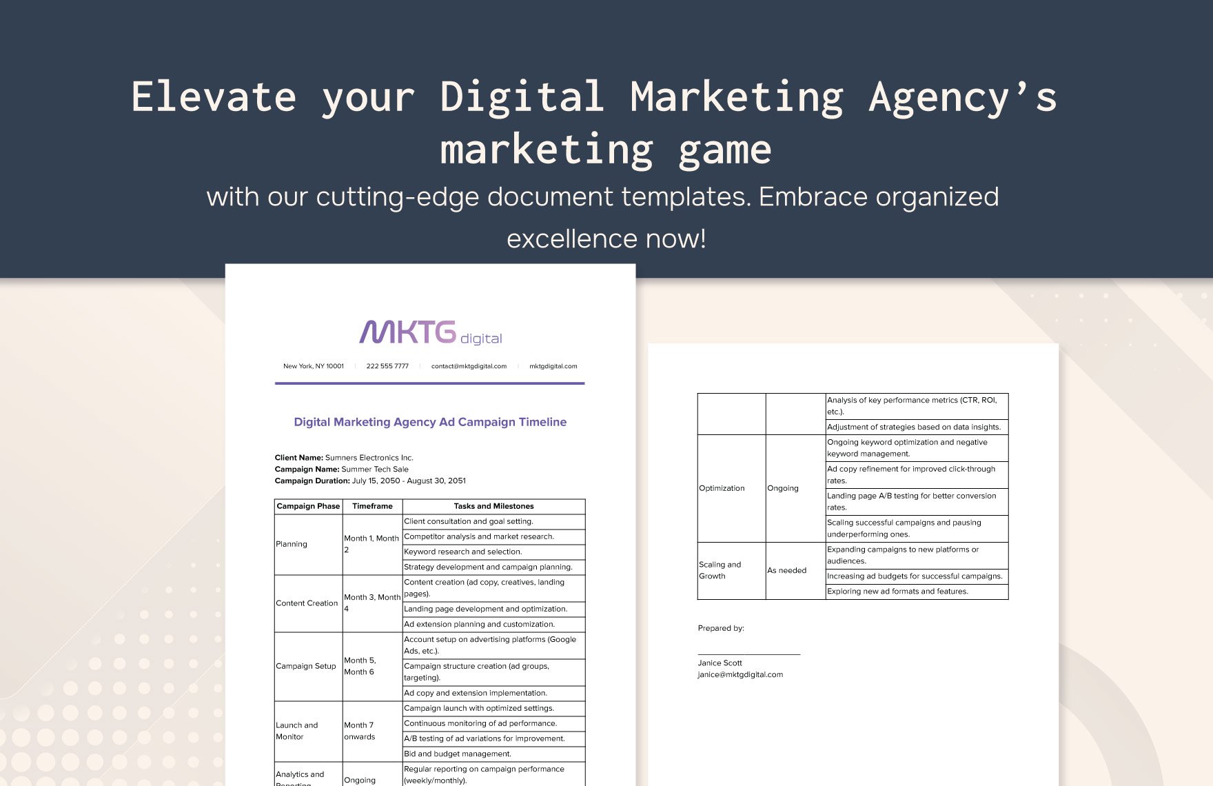 Digital Marketing Agency Ad Campaign Timeline Template