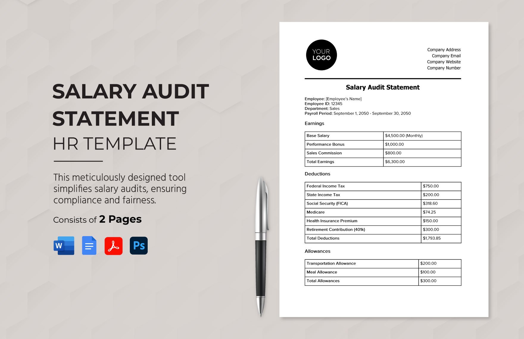 Salary Audit Statement HR Template