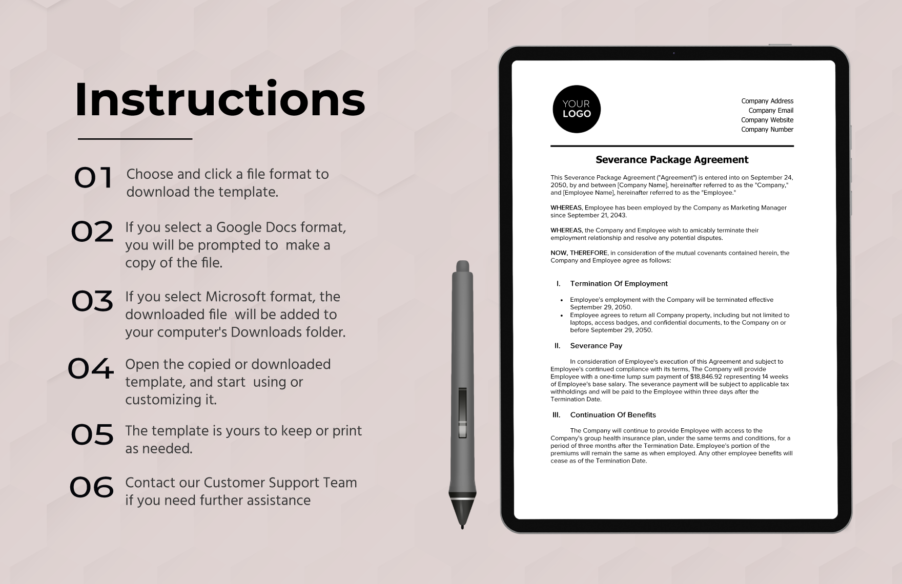 Severance Package Agreement HR Template