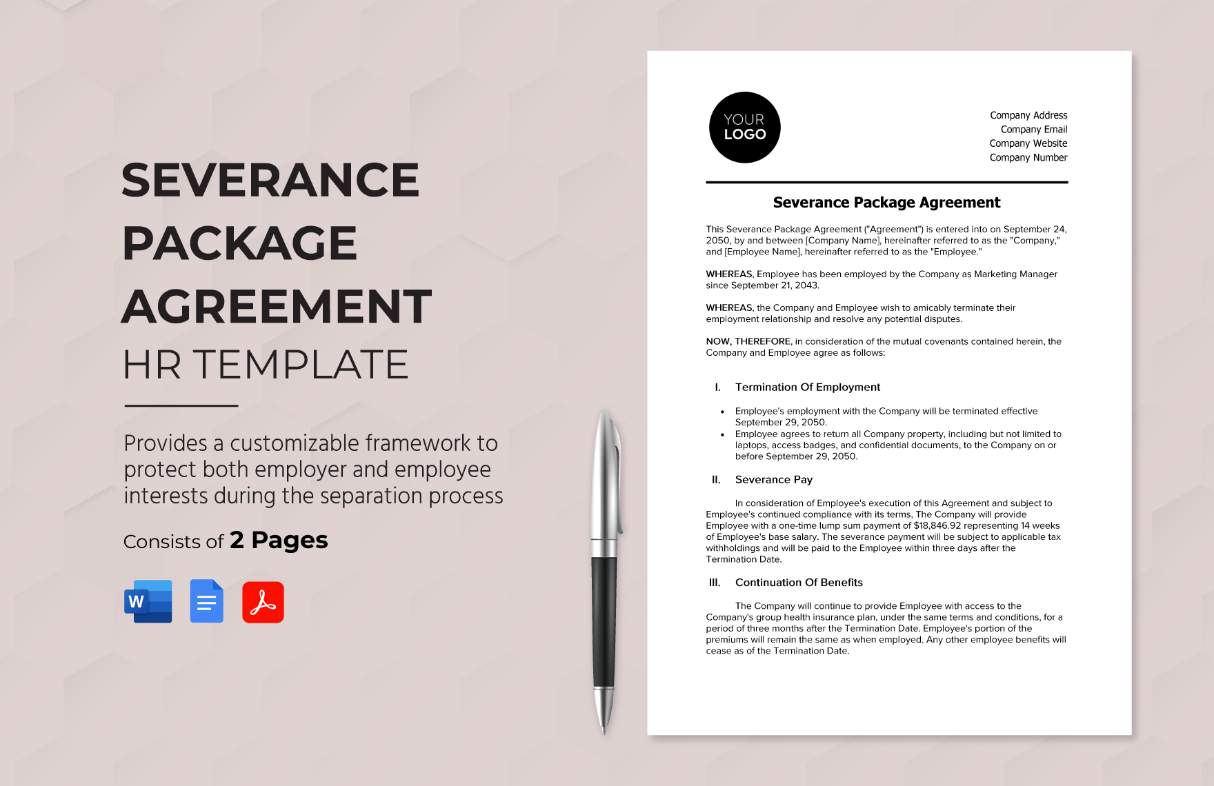 Severance Package Agreement HR Template
