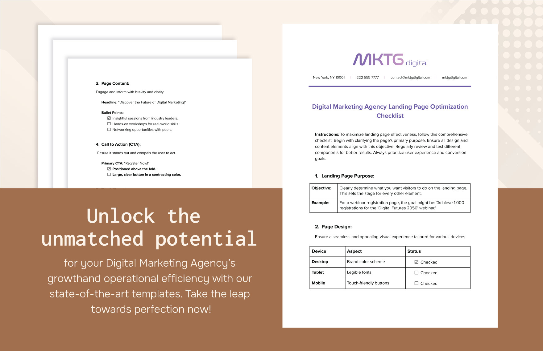 Digital Marketing Agency Landing Page Optimization Checklist Template