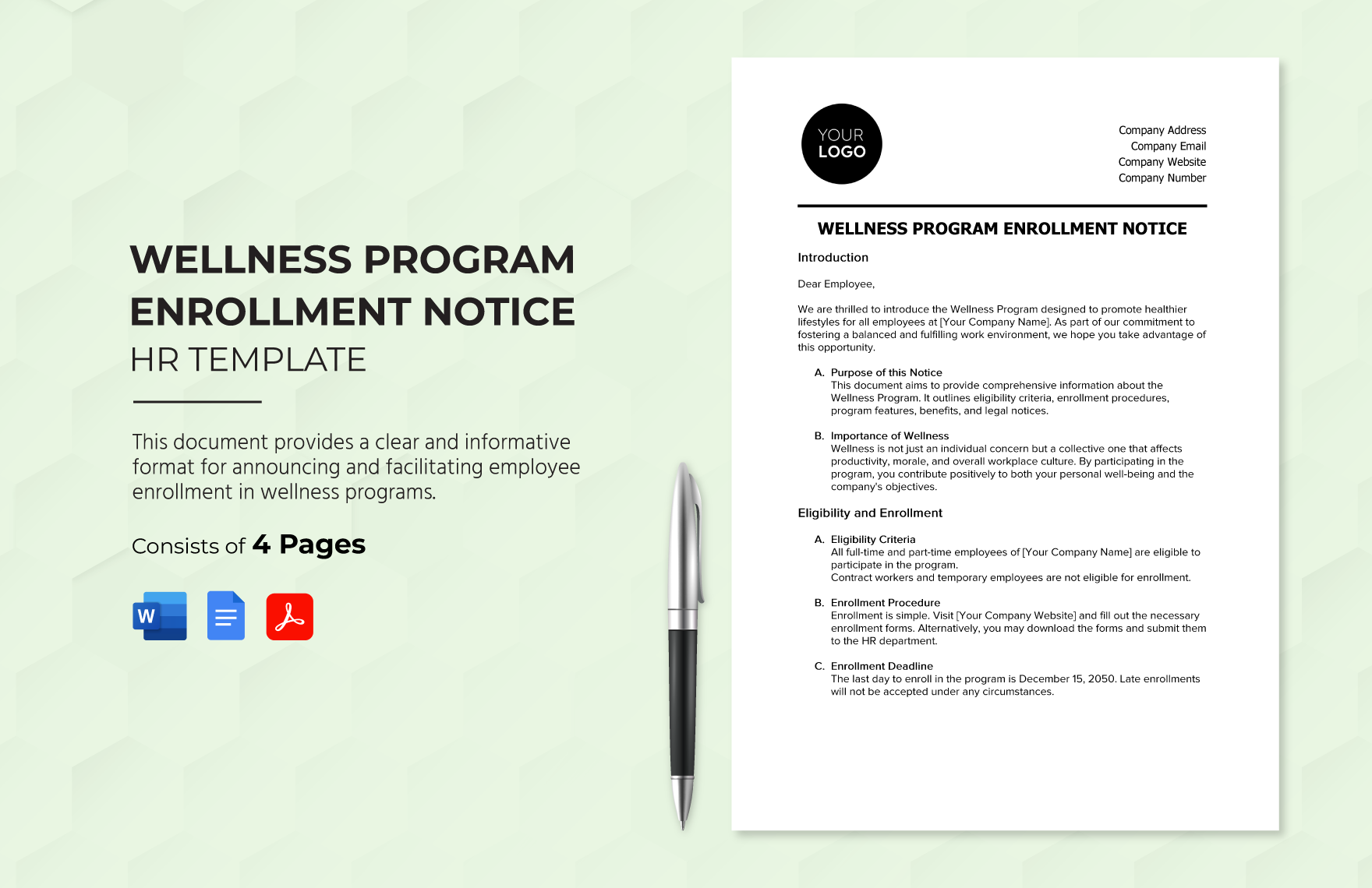 Wellness Program Enrollment Notice HR Template