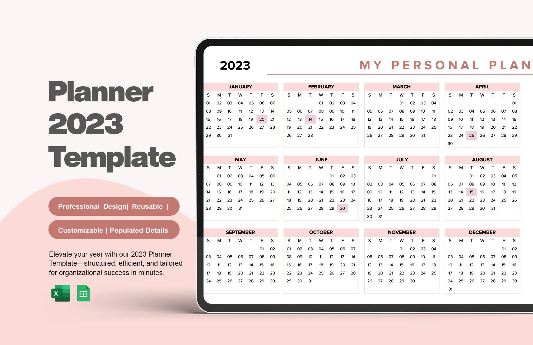 Free Planner 2023 Template in Excel, Google Sheets