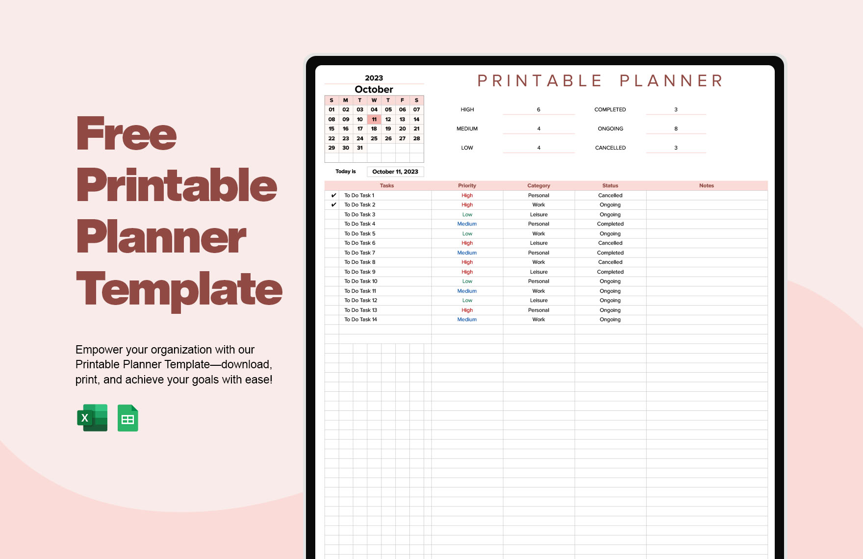 Printable Planner Template