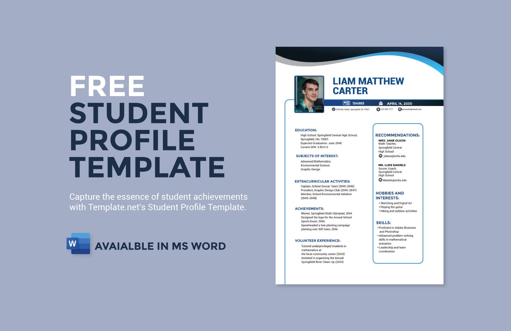 Free Student Profile Template in Word