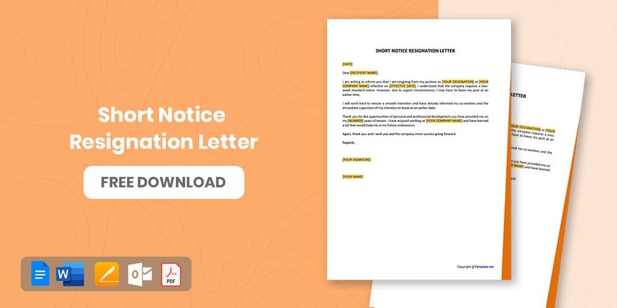 Short Notice Resignation Letter