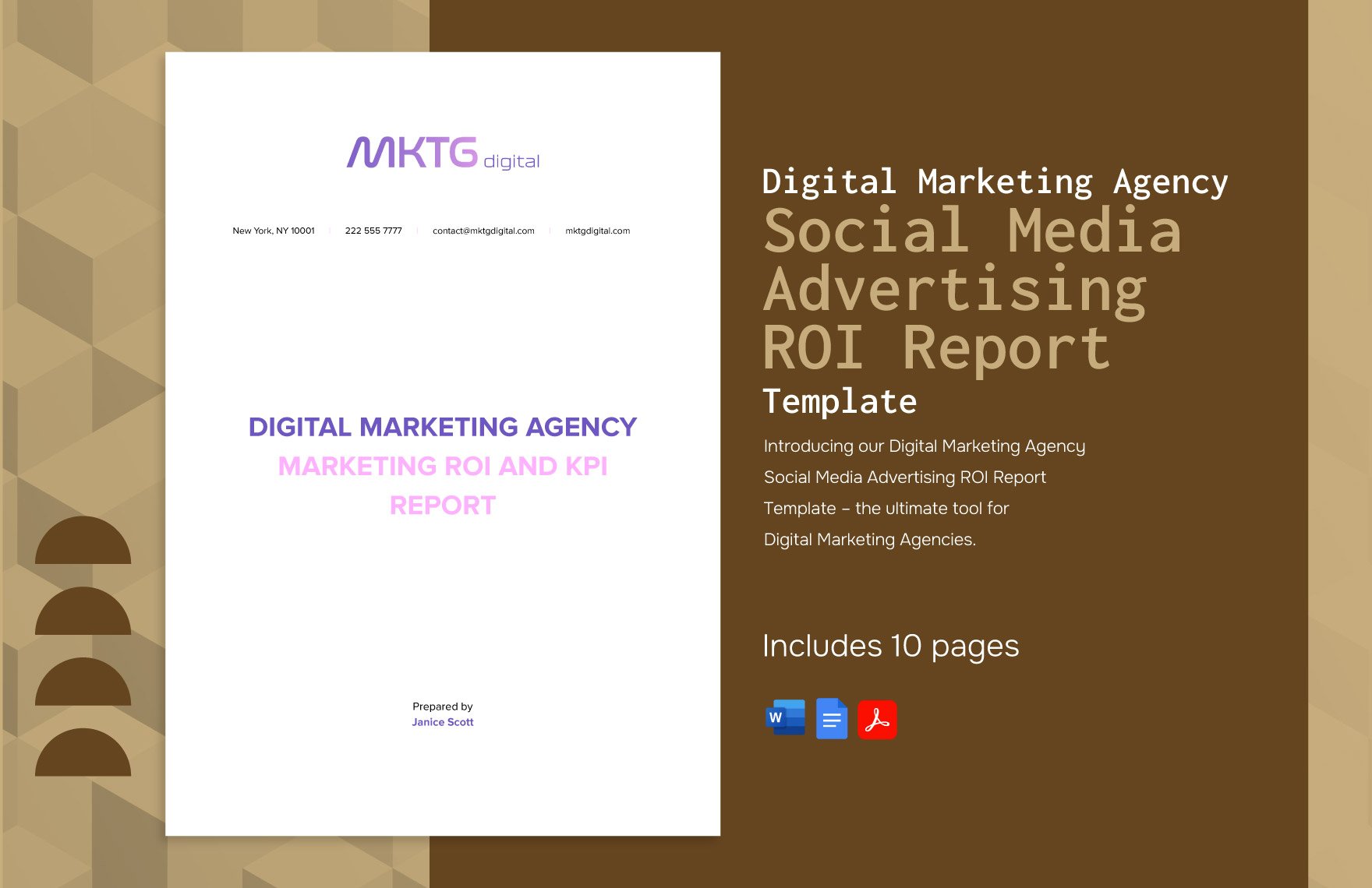 Digital Marketing Agency Social Media Advertising ROI Report Template