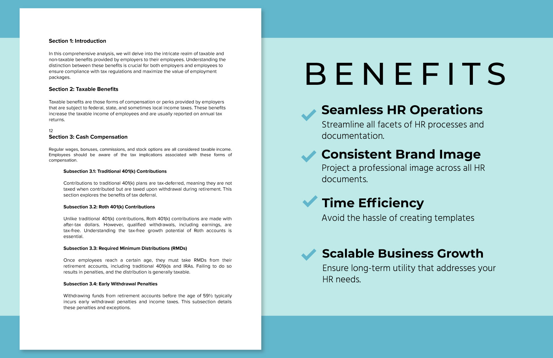 Detailed Analysis of Taxable and Non-Taxable Benefits HR Template