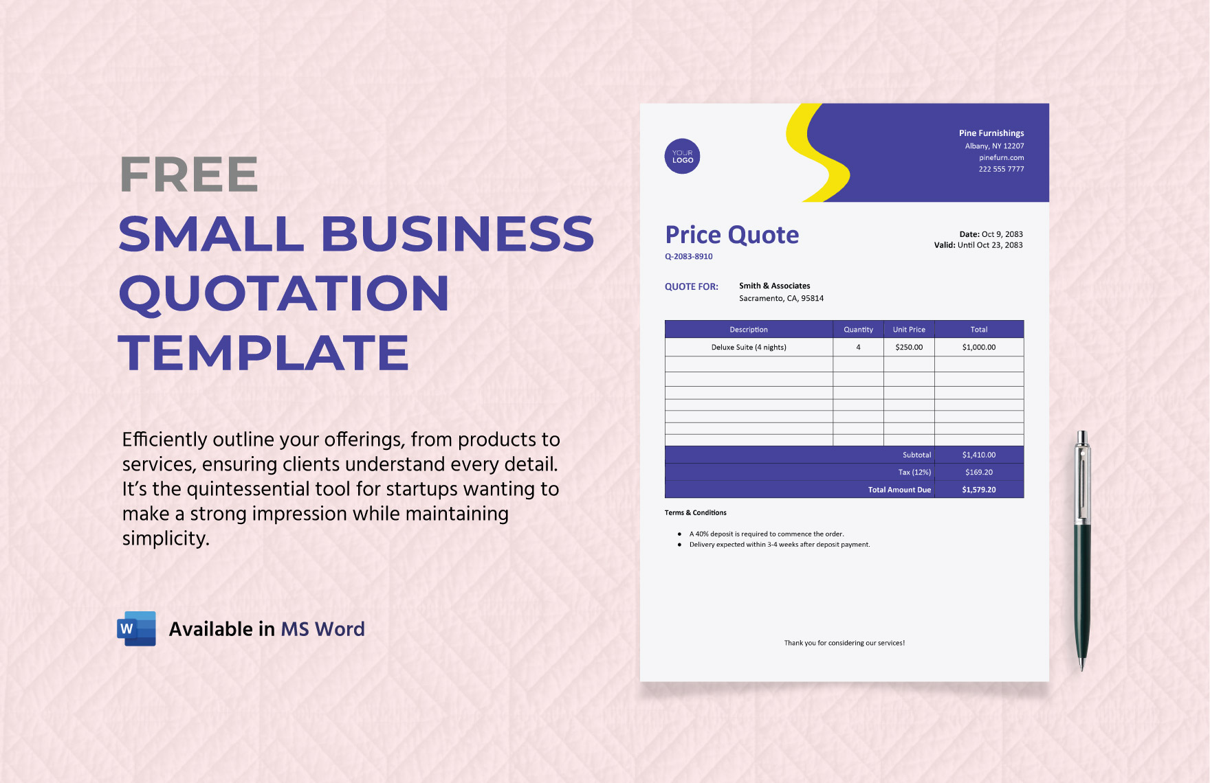 Free Small Business Quotation Template in Word