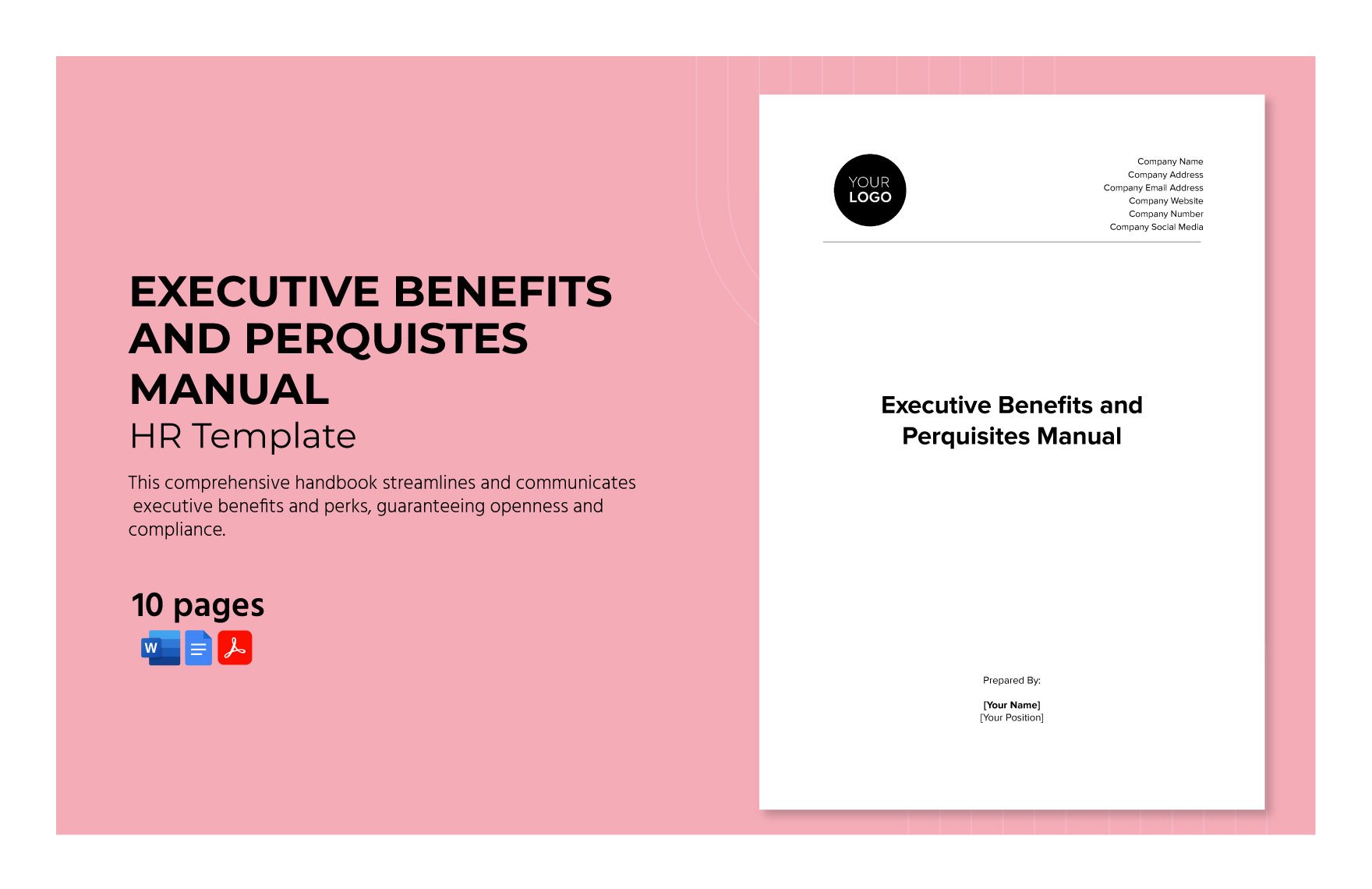 Executive Benefits and Perquisites Manual HR Template in Word, Google Docs, PDF