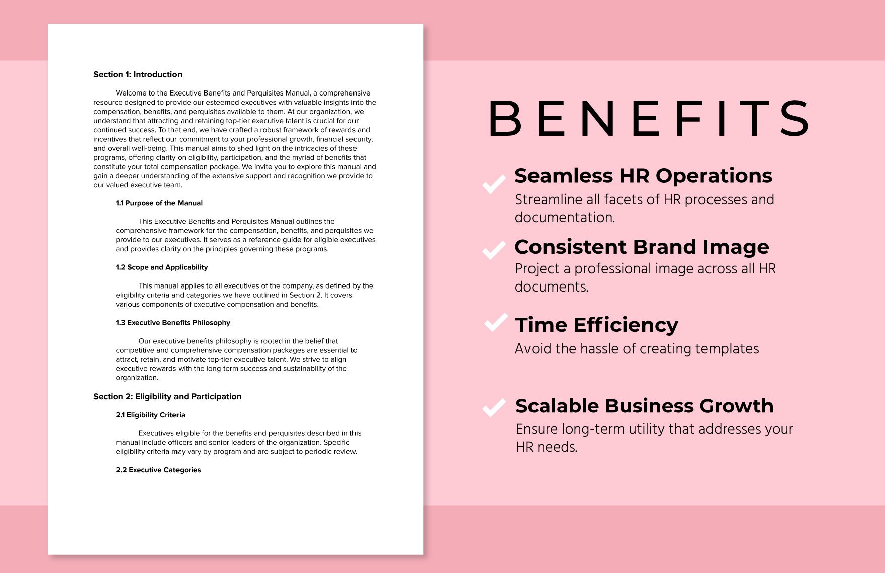 Executive Benefits and Perquisites Manual HR Template