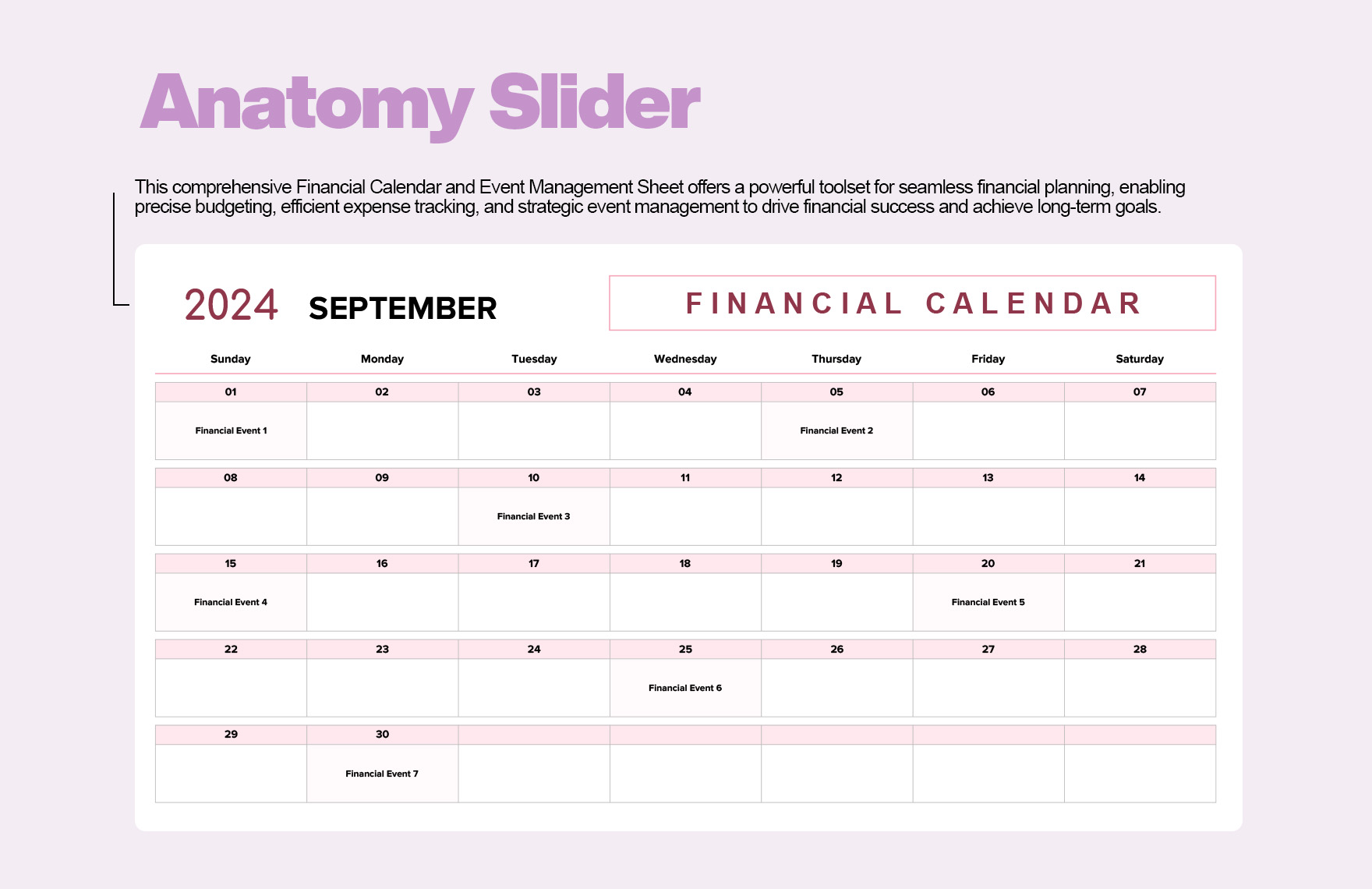 Financial Calendar Template