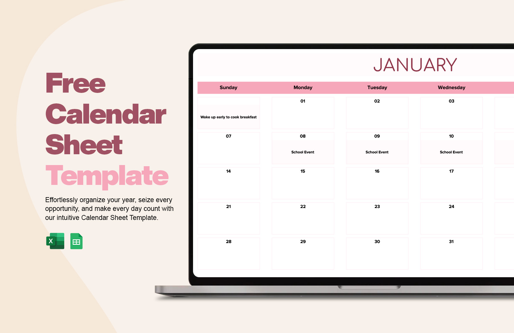 Free Calendar Sheet Template Download in Excel Google Sheets