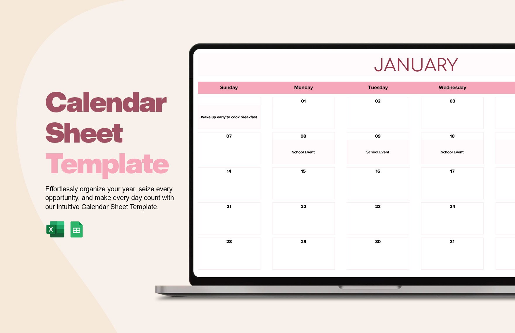 Calendar Sheet Template