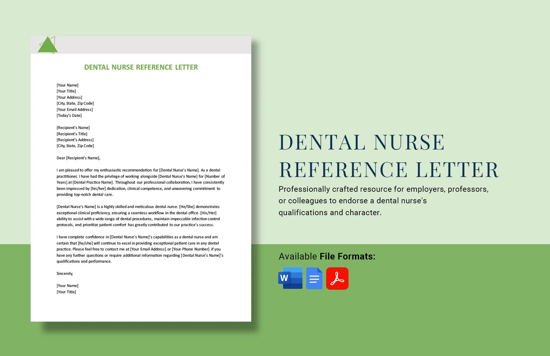 Dental Nurse Reference Letter in Word, Google Docs, PDF
